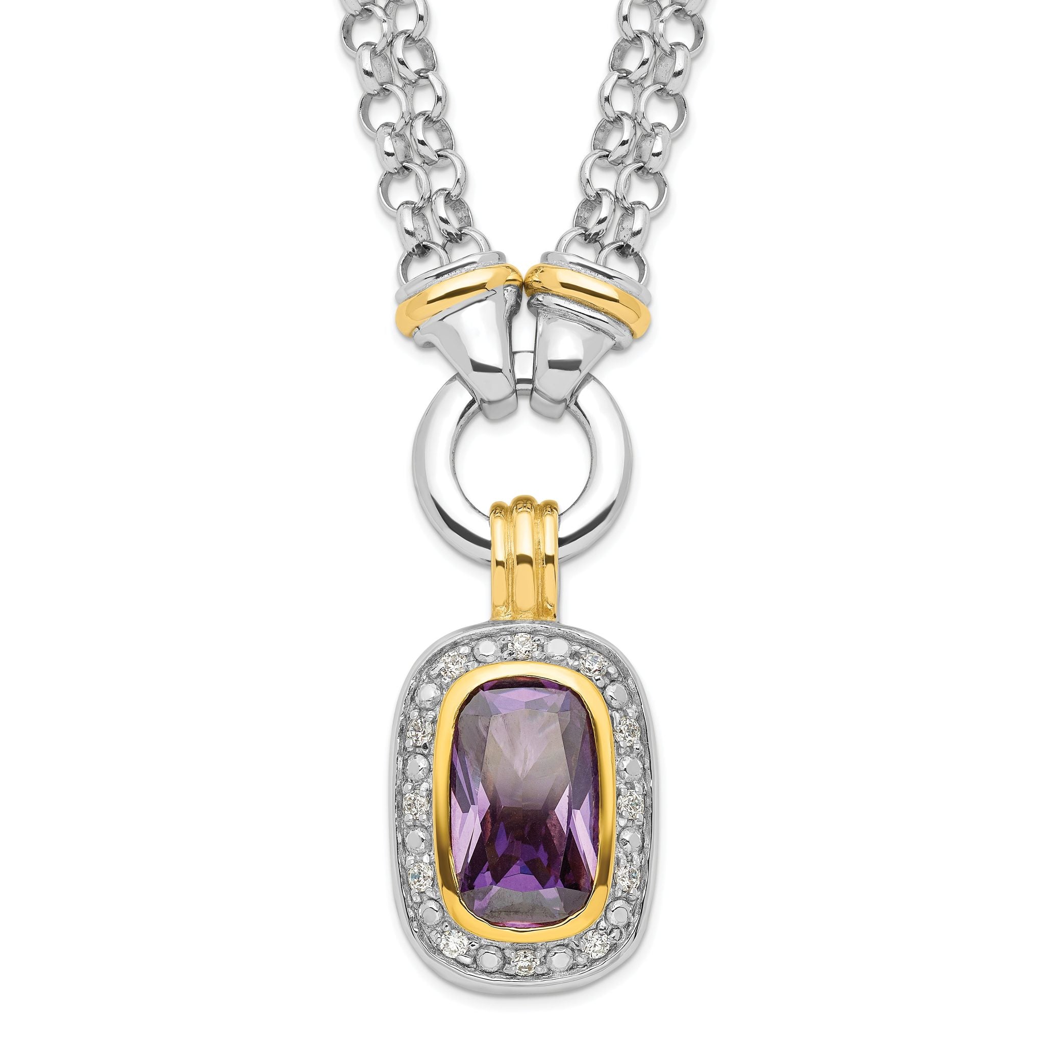 Sterling Silver Flash Gold-plated CZ Necklace Main image