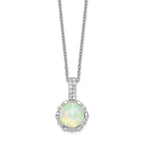 Cheryl Elegant Sterling Silver Opal and CZ Necklace with Polished Finish
