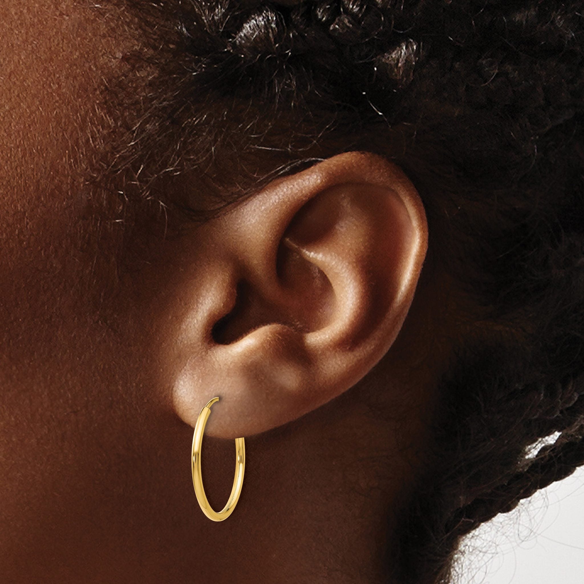10k 1.2mm Polished Round Endless Hoop Earrings