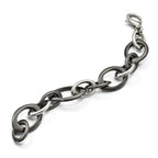 Stainless Steel Polished with Black Ceramic Open Link Bracelet