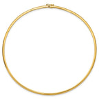 14k Polished 3mm Standard Weight 16 inch Domed Omega Necklace
