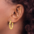 10K Gold Polished Hoop Earrings 4mm Tube Elegant Design for Women by Sophia