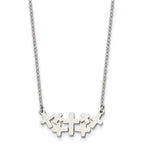 Stainless Steel Brushed and Polished Multi Cross 17.5in Necklace