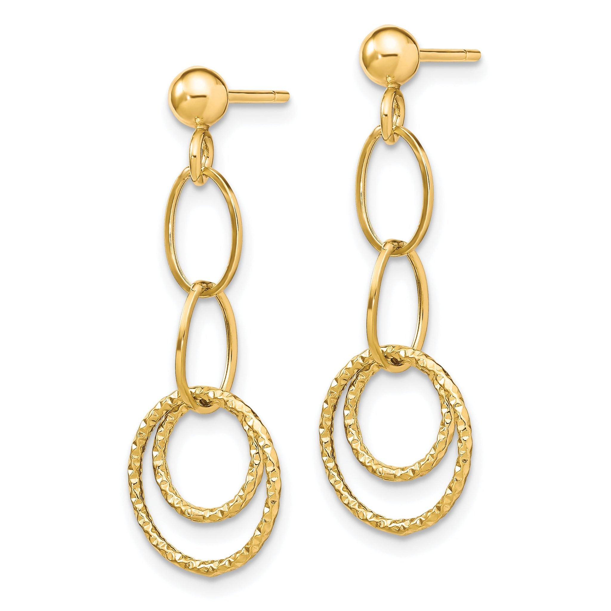 10K Gold Dangle Earrings with Polished Textured Finish, Handmade Elegance Secondary image