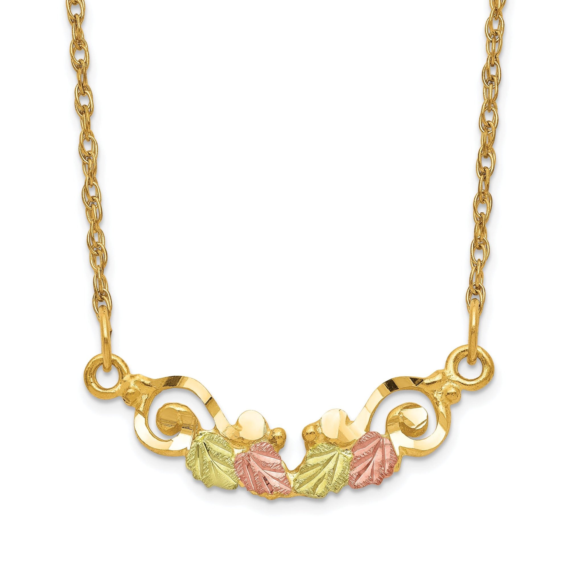 10K Tri-color Black Hills Gold Necklace with Elegant Bar Accent Main image