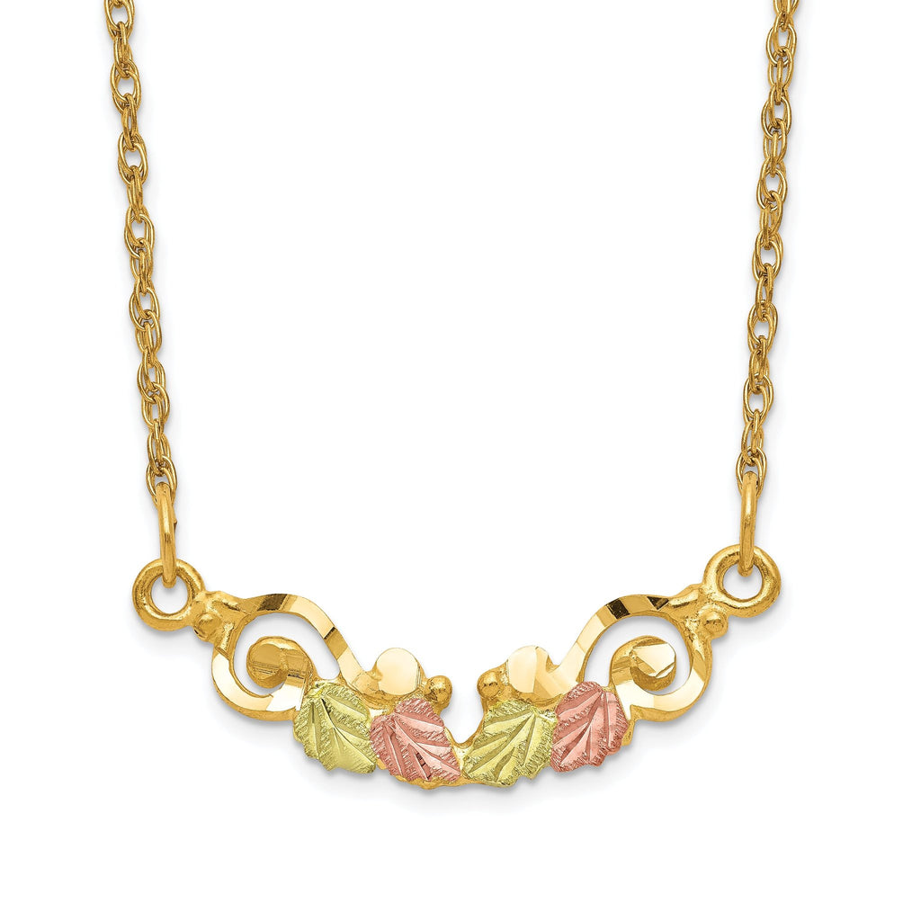 10K Tri-color Black Hills Gold Necklace with Elegant Bar Accent