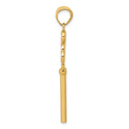 14K Gold Polished 3D Hearts Key Charm Elegant Gift-Ready Pendant