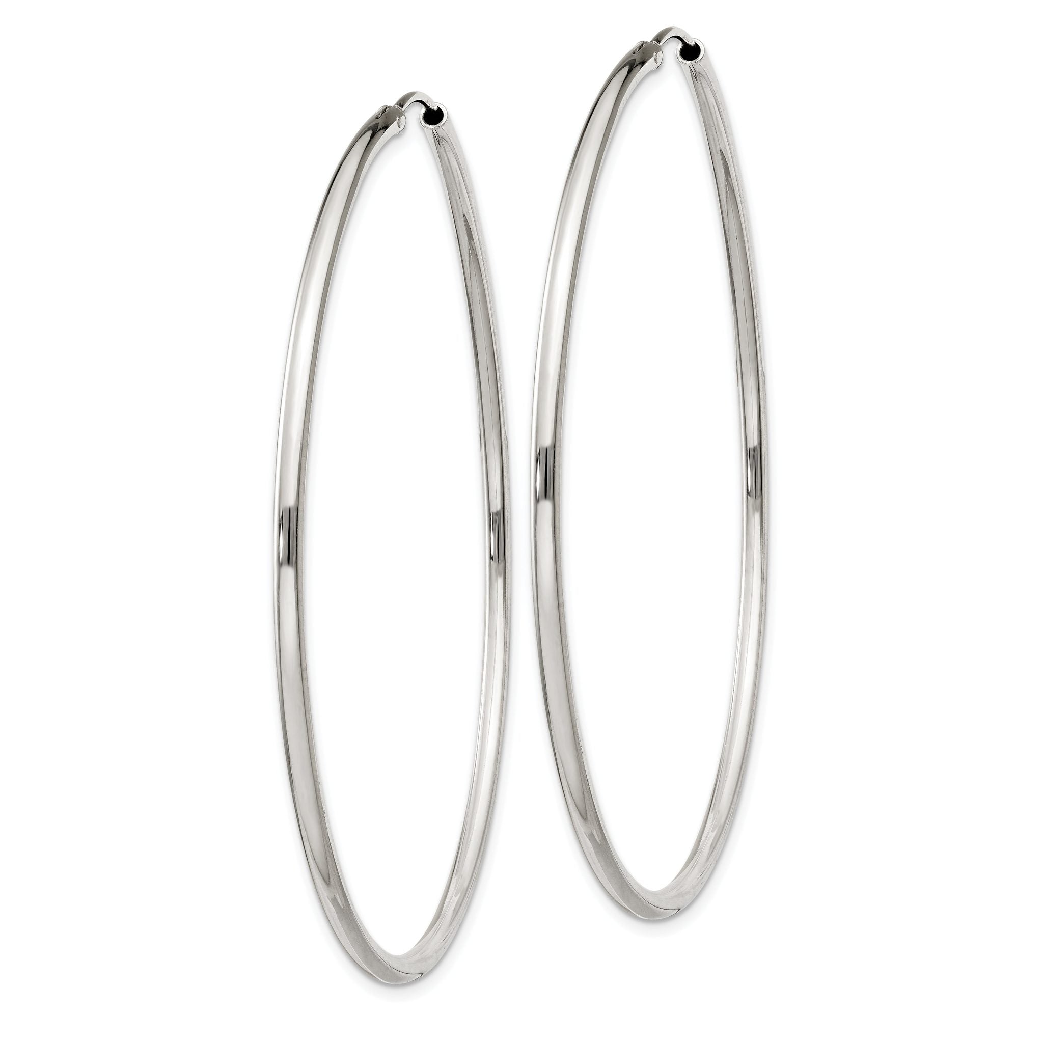 Sterling Silver 2x60mm Endless Hoop Earrings Secondary image