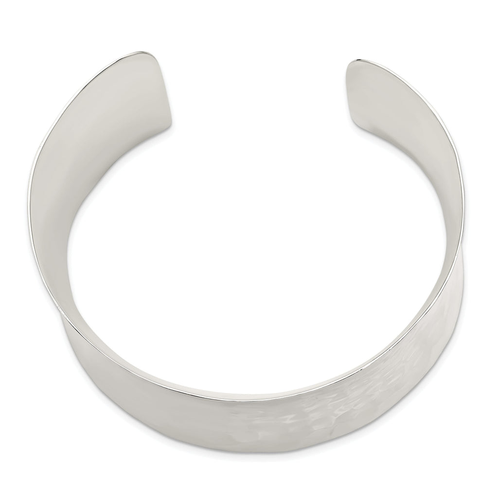 Sophia Jewelers Women's Polished Sterling Silver Hammered Cuff Bracelet