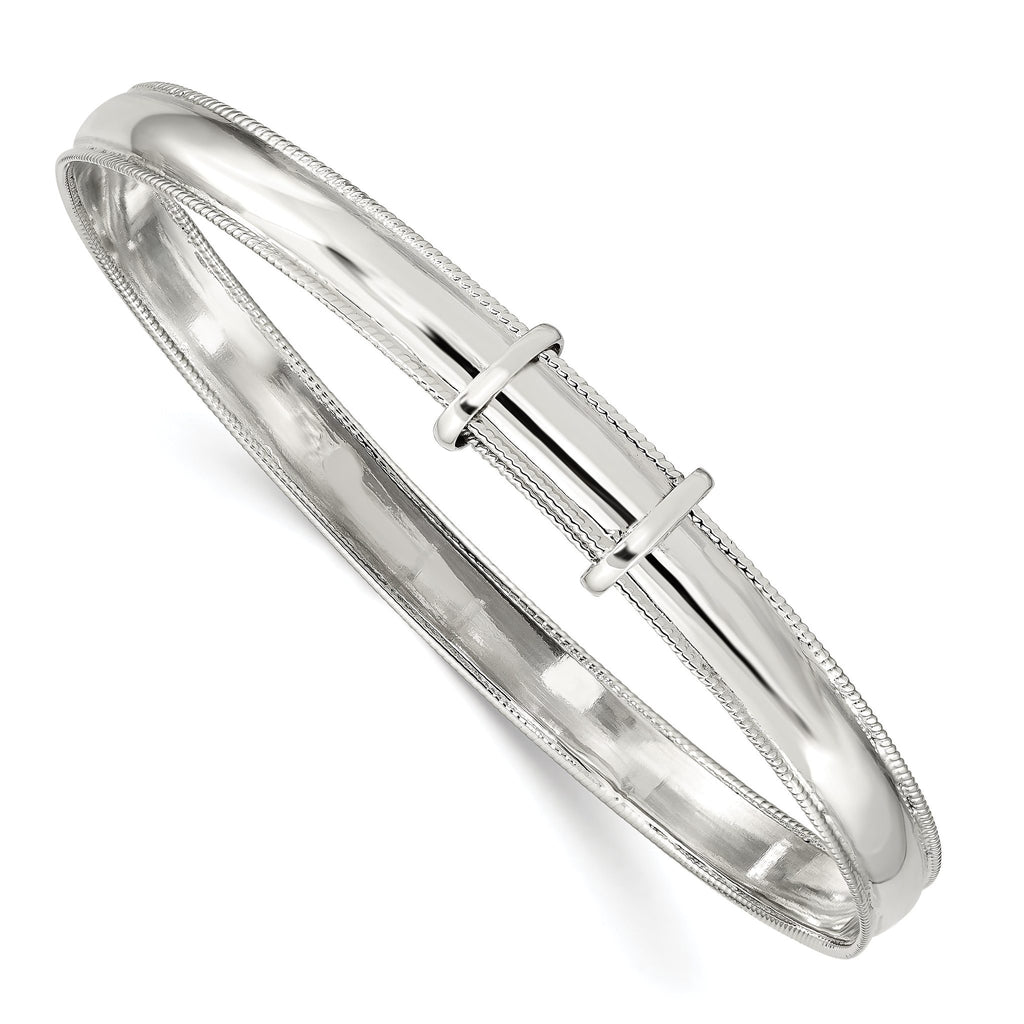 Sophia Jewelers Sterling Silver Milgrain Polished Expandable Bangle for Women