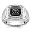 14k White Gold with Black Rhodium Men's Polished and Satin 5/8 Carat Black and White Diamond Ring