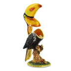Luxury Giftware Pewter Bejeweled Crystals Gold-tone Enameled TANGO Toucan Trinket Box with Matching 18 Inch Necklace