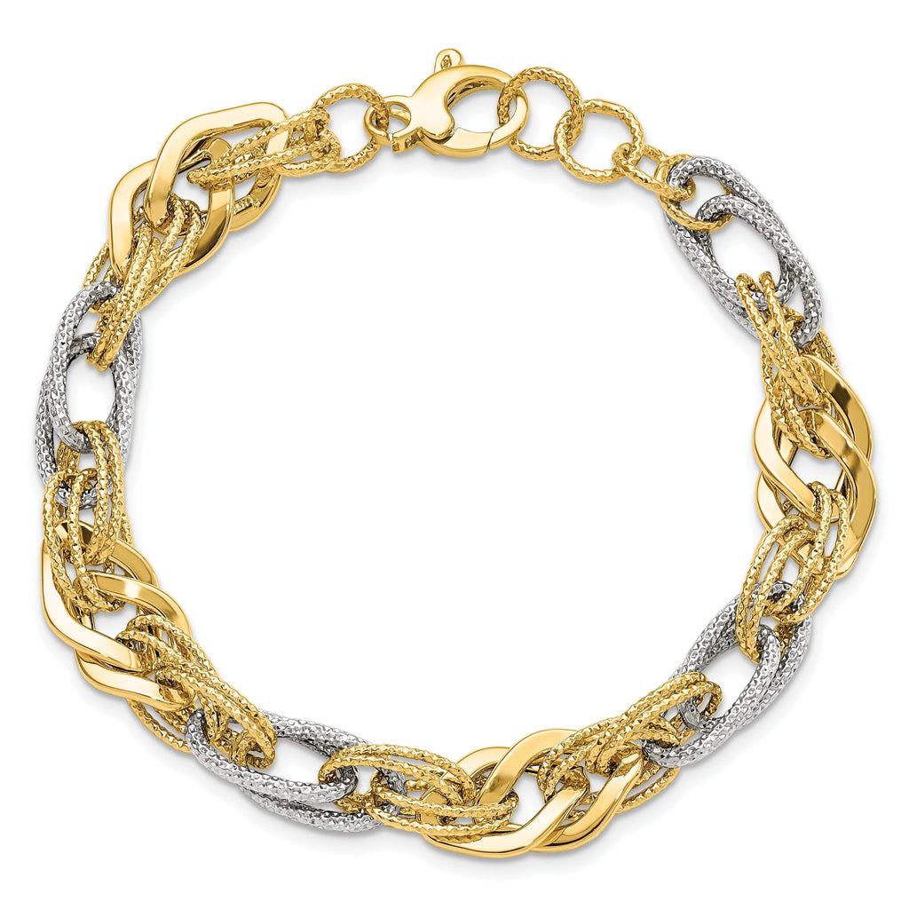 14K Yellow and White Gold Polished D/C Bracelet