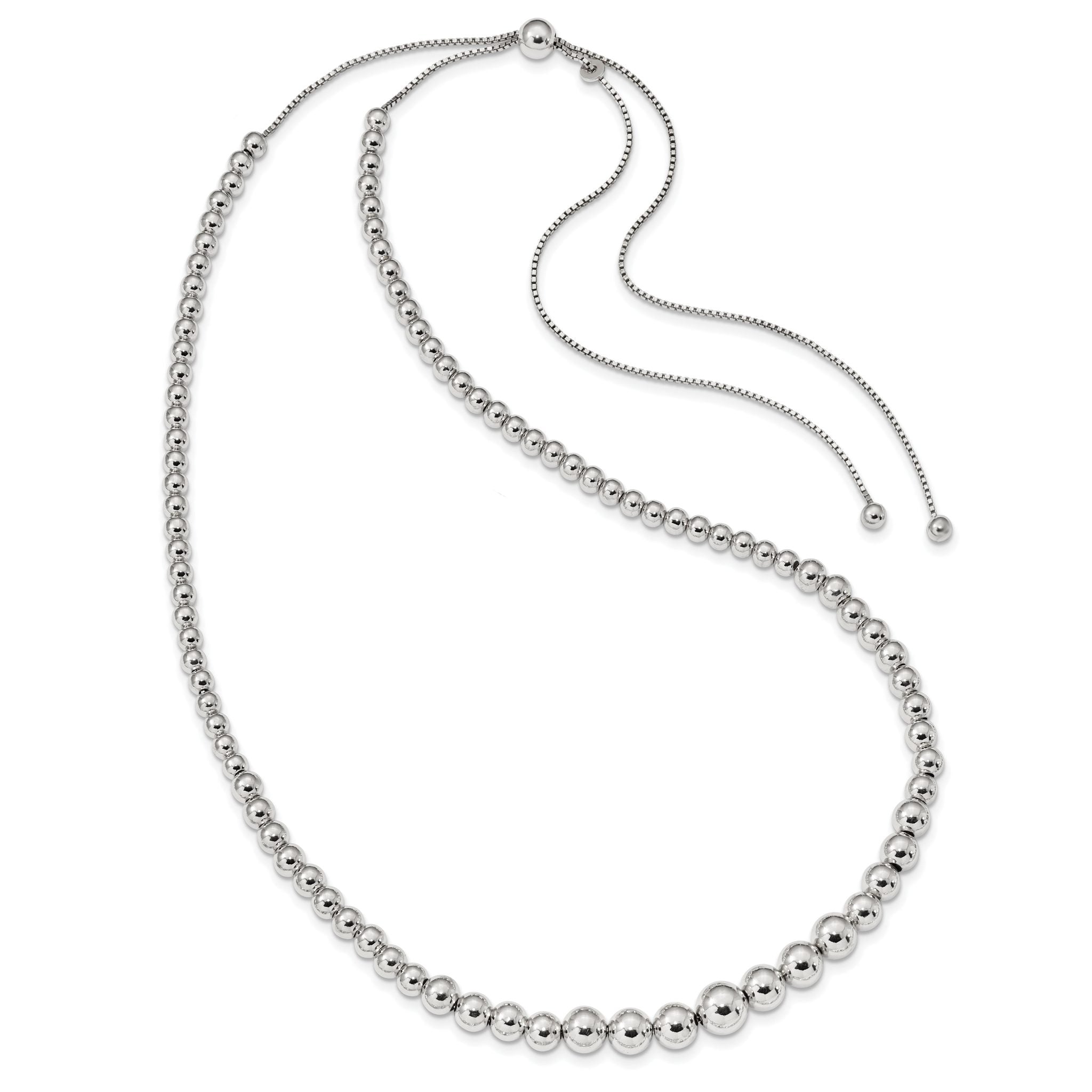 Sterling Silver Graduated Beads Adjustable Necklace Secondary image