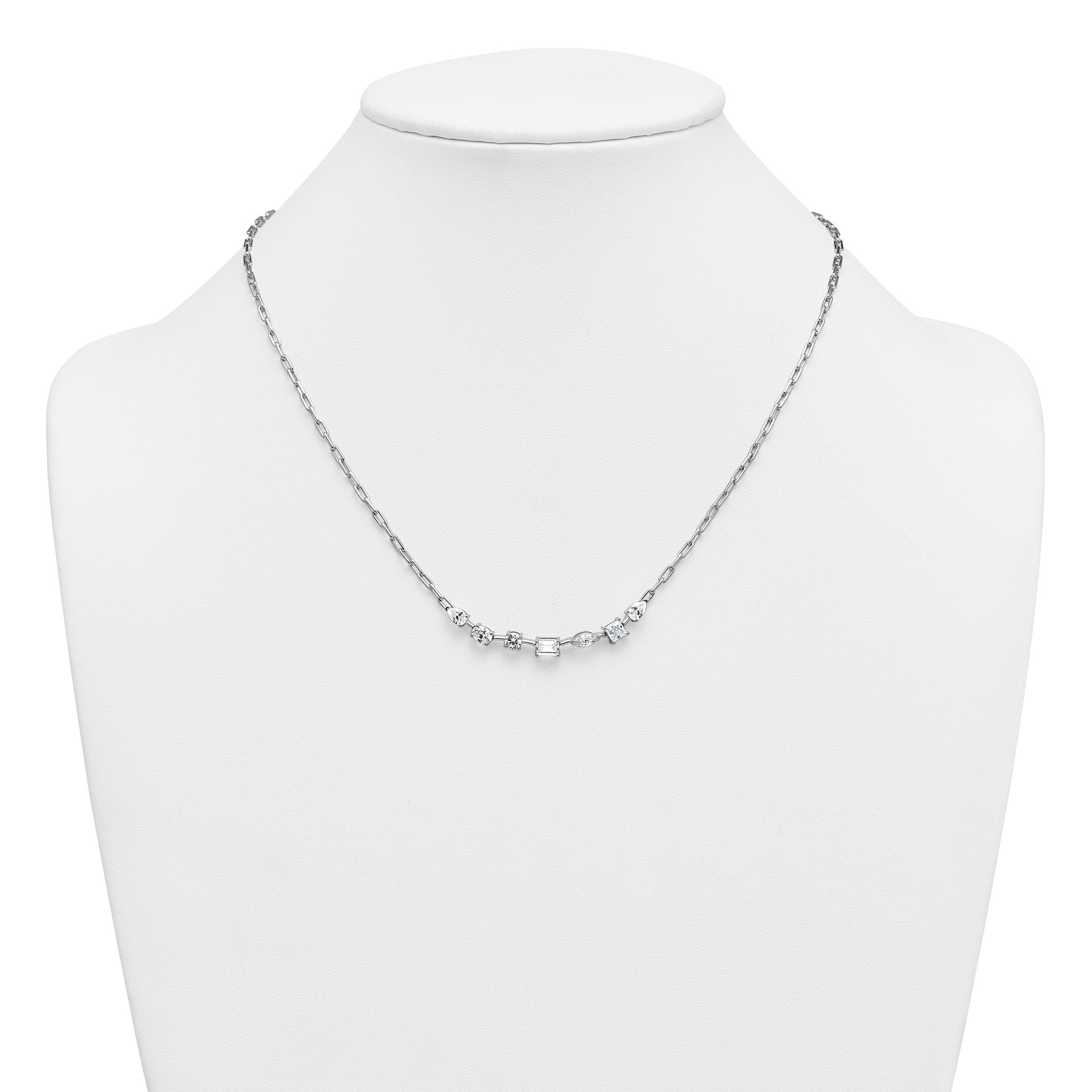 14k White Gold 2 1/8 carat Lab Grown Diamond VS+ F+ Complete 18.5 inch Fashion Tennis Necklace