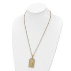 Chisel Stainless Steel Polished Yellow IP-plated with Crystal Blessed Mary Pendant on a 24 inch Curb Chain Necklace