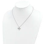 Sterling Silver Dragonfly Necklace with 12K Rose Gold Accents Elegant 18 Design