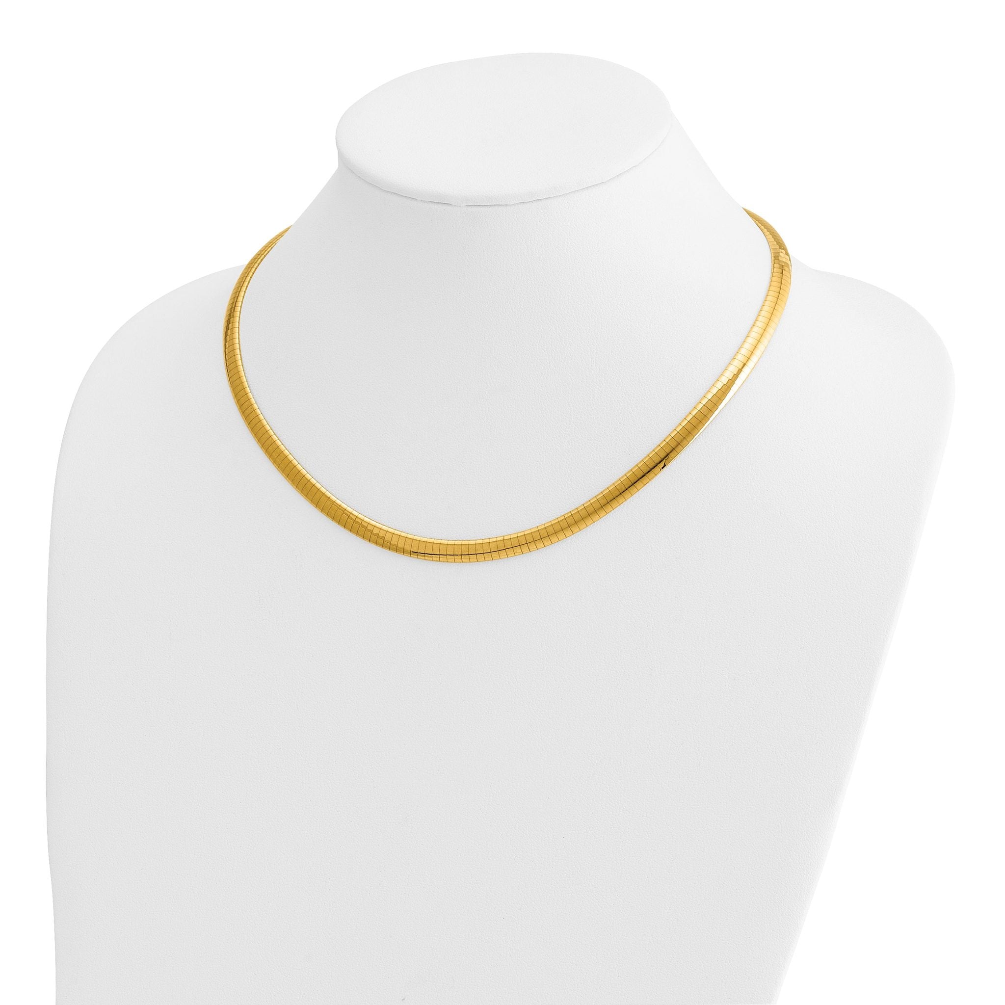 14k Polished 6mm Standard Weight 18 inch Domed Omega Necklace
