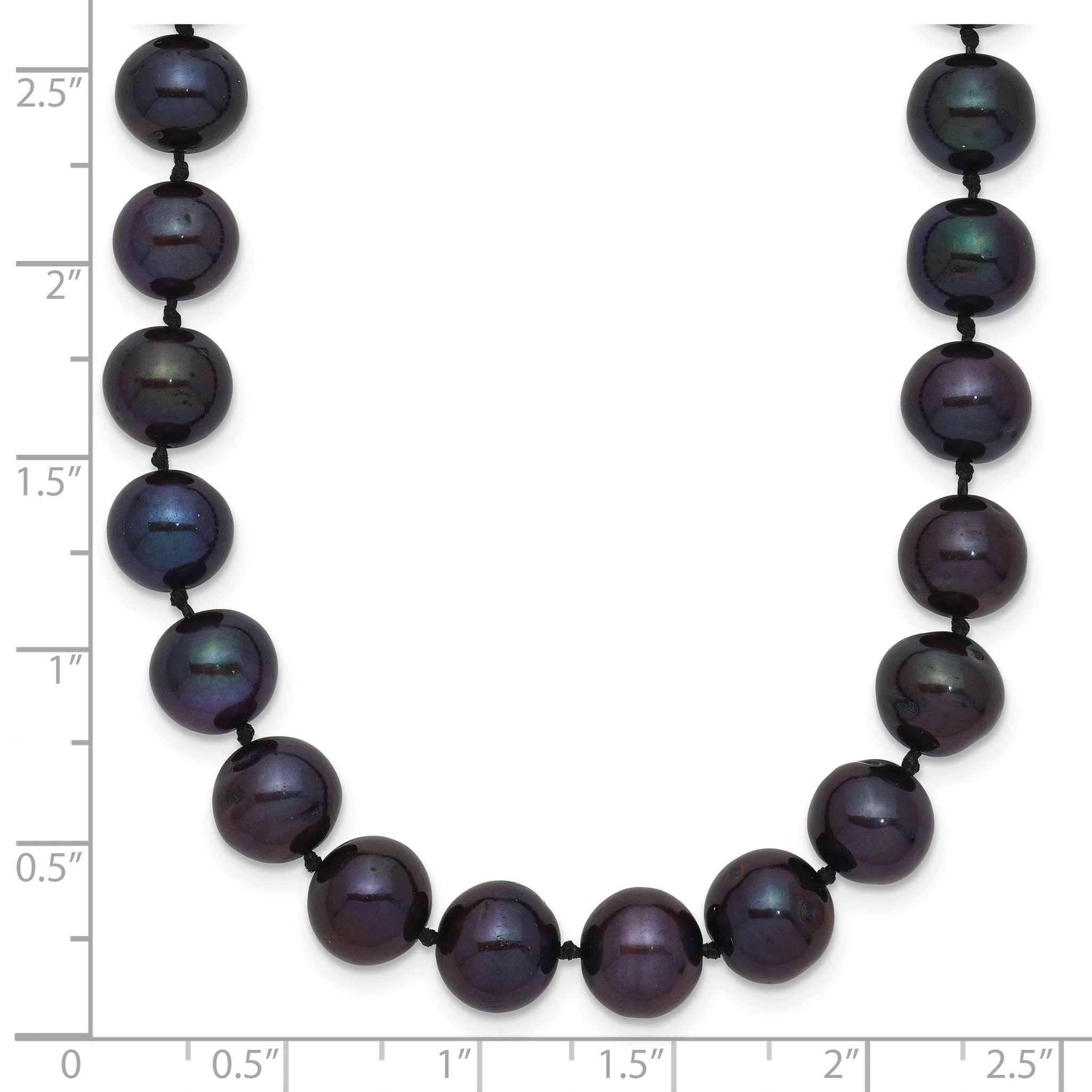 14K Yellow Gold Black Freshwater Cultured Pearl Necklace 7-8mm
