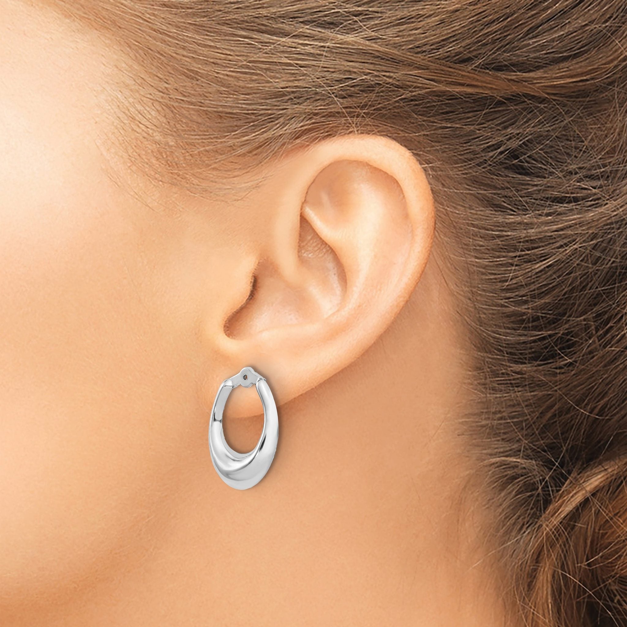 14K White Gold Polished Earring Jackets with Rhodium Finish  Timeless Elegance & Versatile Style