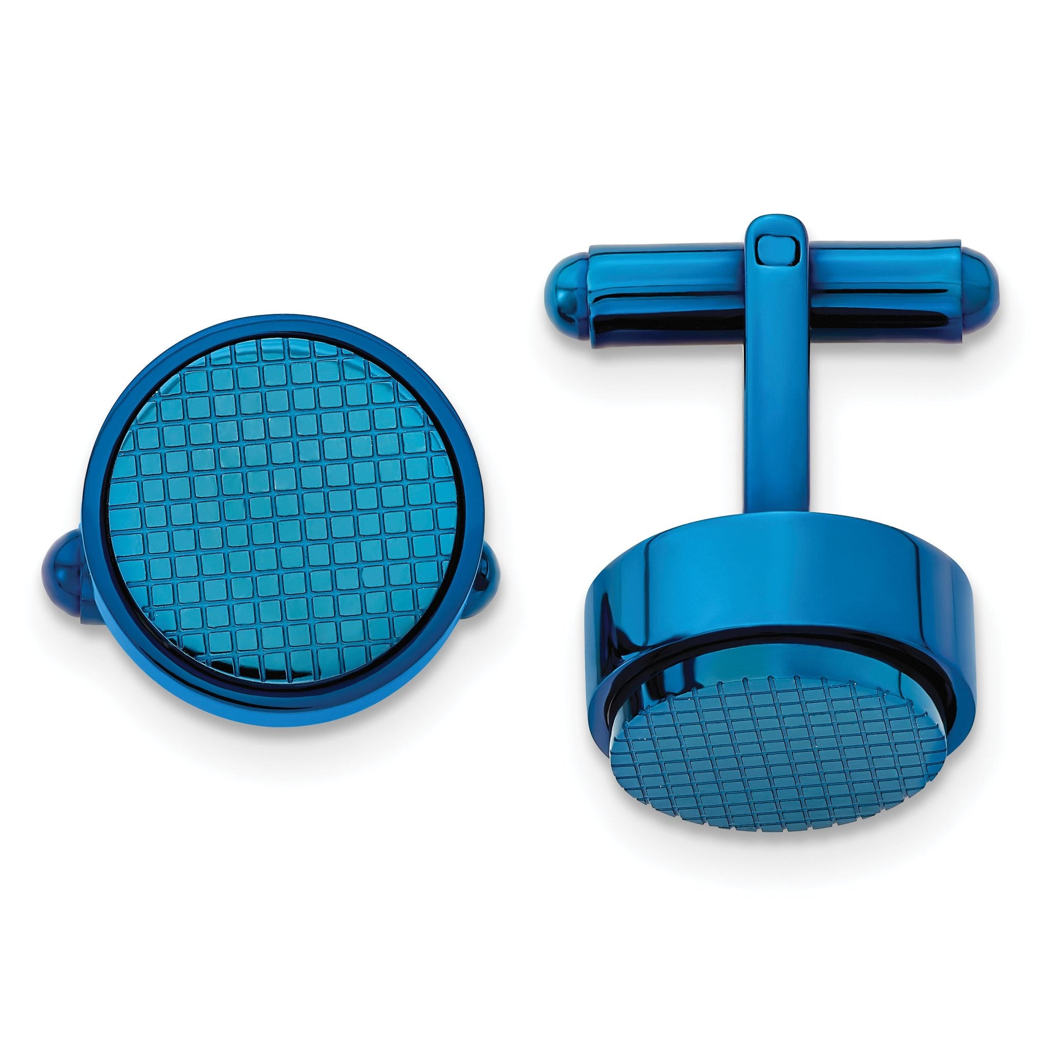Blue IP-Plated Round Cufflinks in Stainless Steel Main image