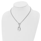 Sterling Silver 925 Polished Fancy Necklace with Rhodium 2-Strand Design