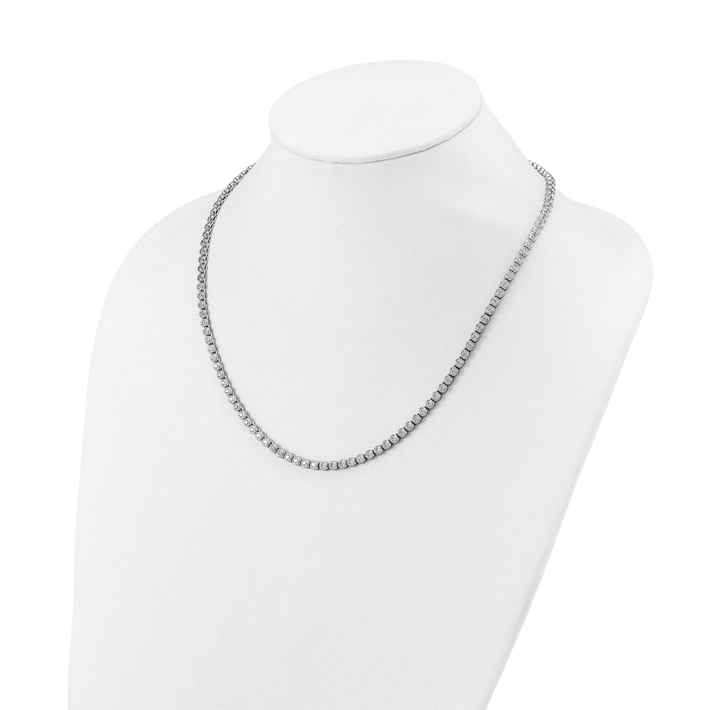 Sterling Shimmer Sterling Silver Rhodium-plated Bezel Set 2.5mm CZ 106 Stone 17 inch Necklace
