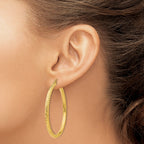 10K Yellow Gold Diamond-Cut Hoop Earrings 40mm Polished Finish
