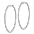 Sterling Silver Rhodium-plated Diamond In & Out Hoop Earrings