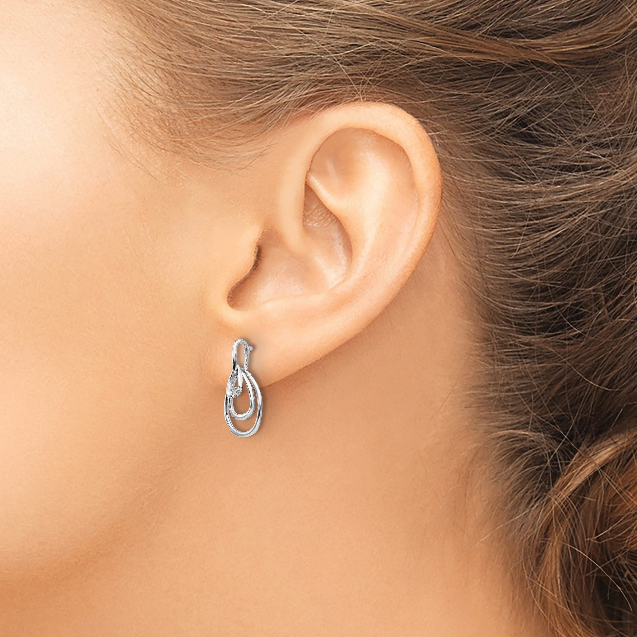 Sophia Jewelers Sterling Silver Teardrop Diamond Dangle Earrings Gift Ready