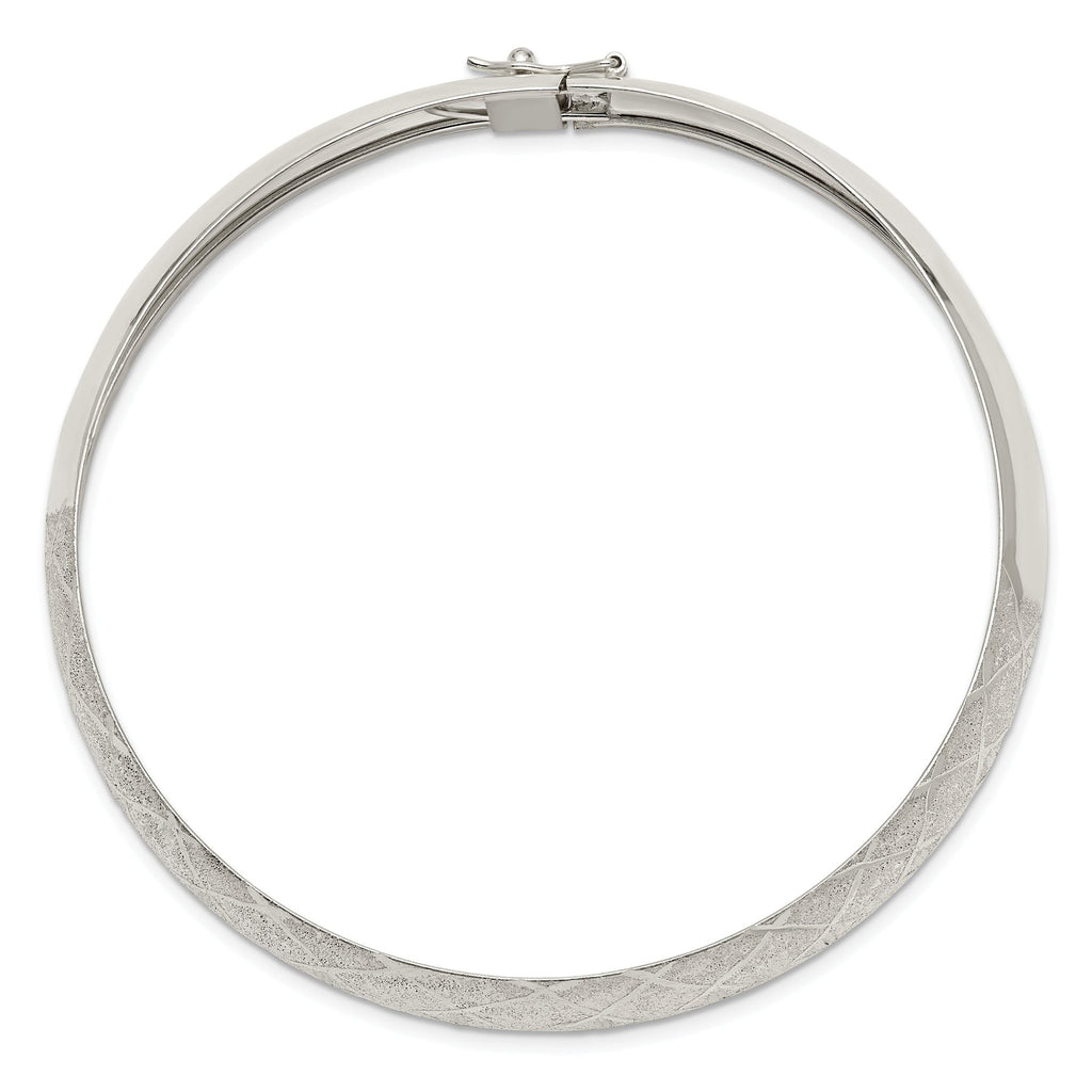 Sophia Jewelers 925 Sterling Silver Polished Diamond-Cut Flexible Bangle