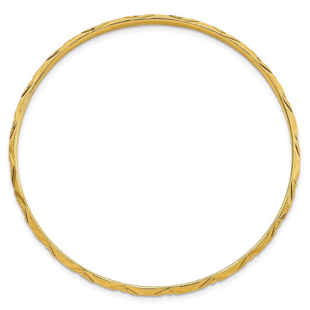 Sterling Silver Gold-tone Diamond Cut Slip-on Bangle
