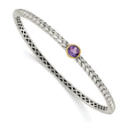 Sophia Jewelers Sterling Silver Bangle with 14K Gold Accent & Amethyst