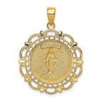 10K Polished Miraculous Medal With Scallop Frame Pendant