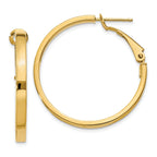 14k 3x25mm Polished Square Tube Round Hoop Earrings