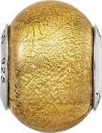 Champagne Yellow Italian Murano Glass Bead in Sterling Silver