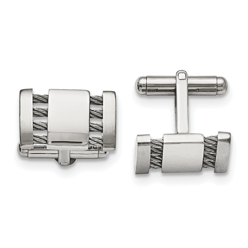 Stainless Steel Brushed & Polished Cable Cuff Links