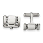 Stainless Steel Brushed & Polished Cable Cuff Links