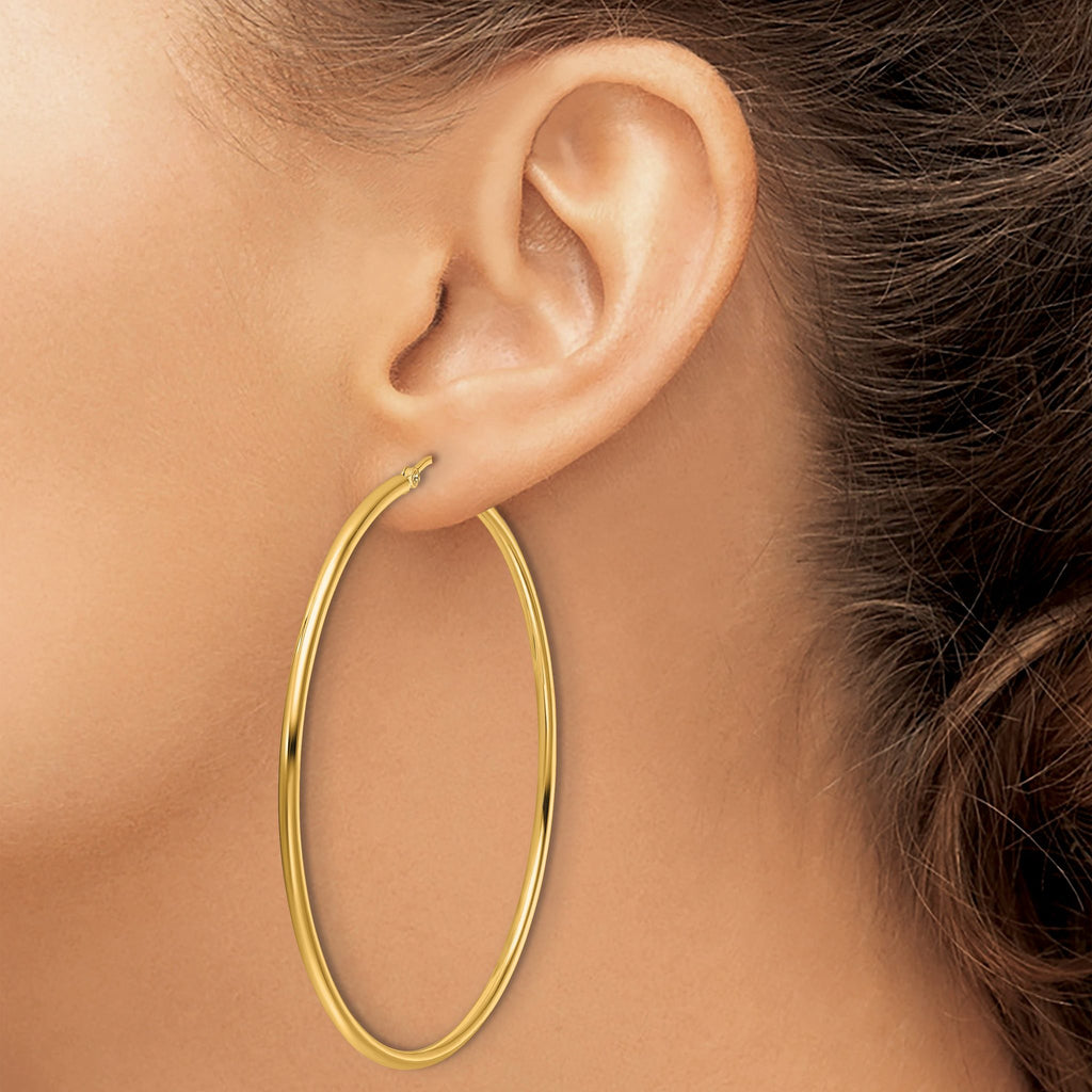14k Polished 2x60mm Polished Hoop Earrings