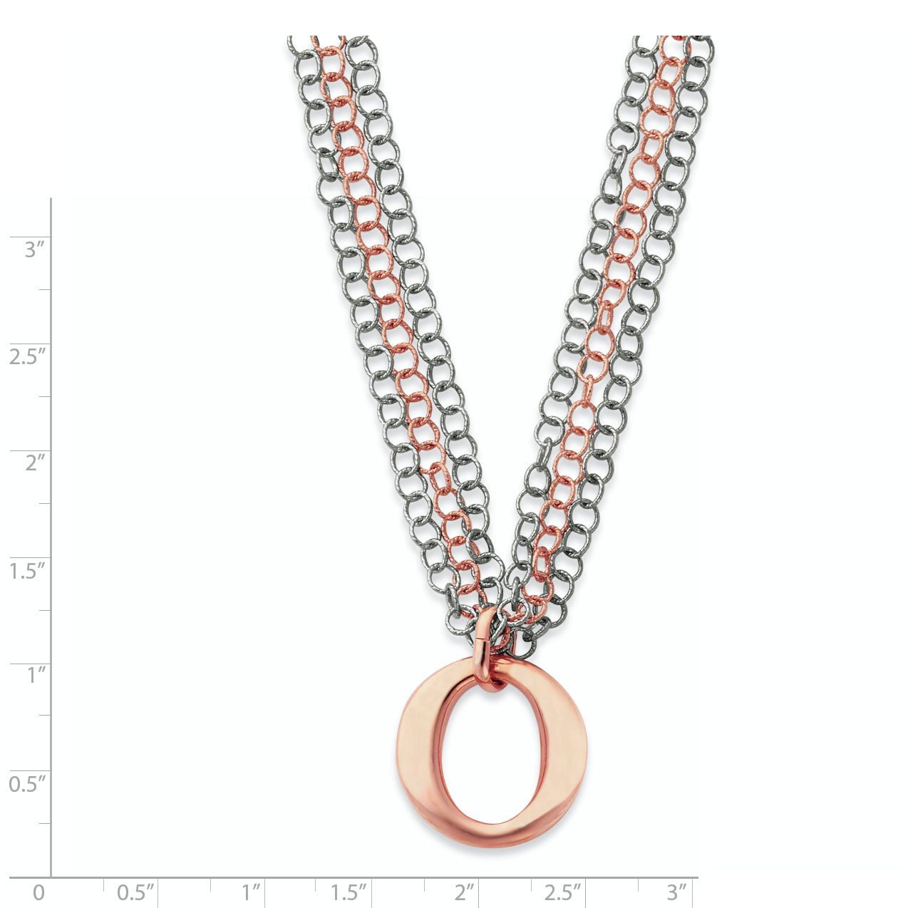 Sterling Silver & Rose Vermeil Multi-Strand With Circles Necklace Secondary image
