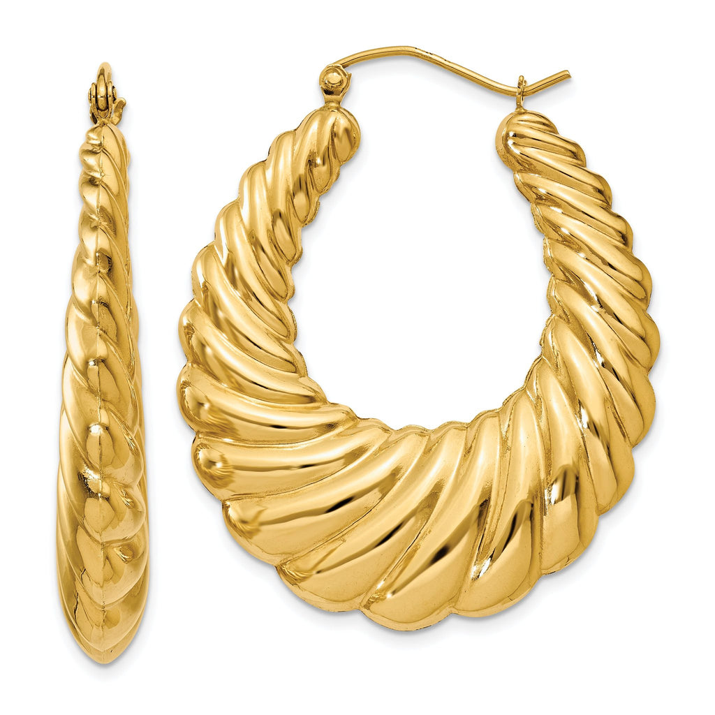 Sophia Jewelers 14K Gold Polished Scalloped Hoop Earrings for Women