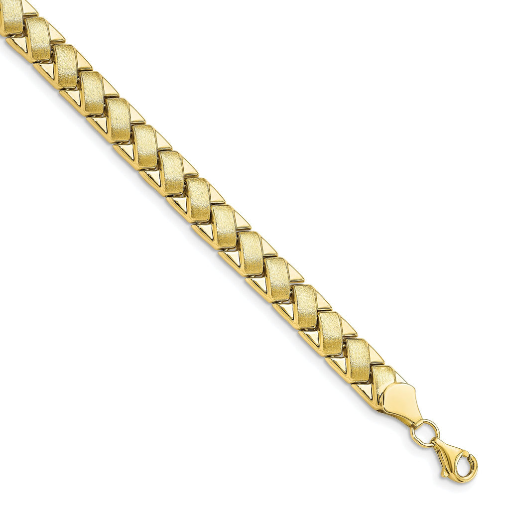10K Polished and Brushed Fancy Link Bracelet