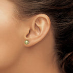 Sterling Silver Rhod-pltd Green 6-7mm Button FWC Pearl Post Earrings