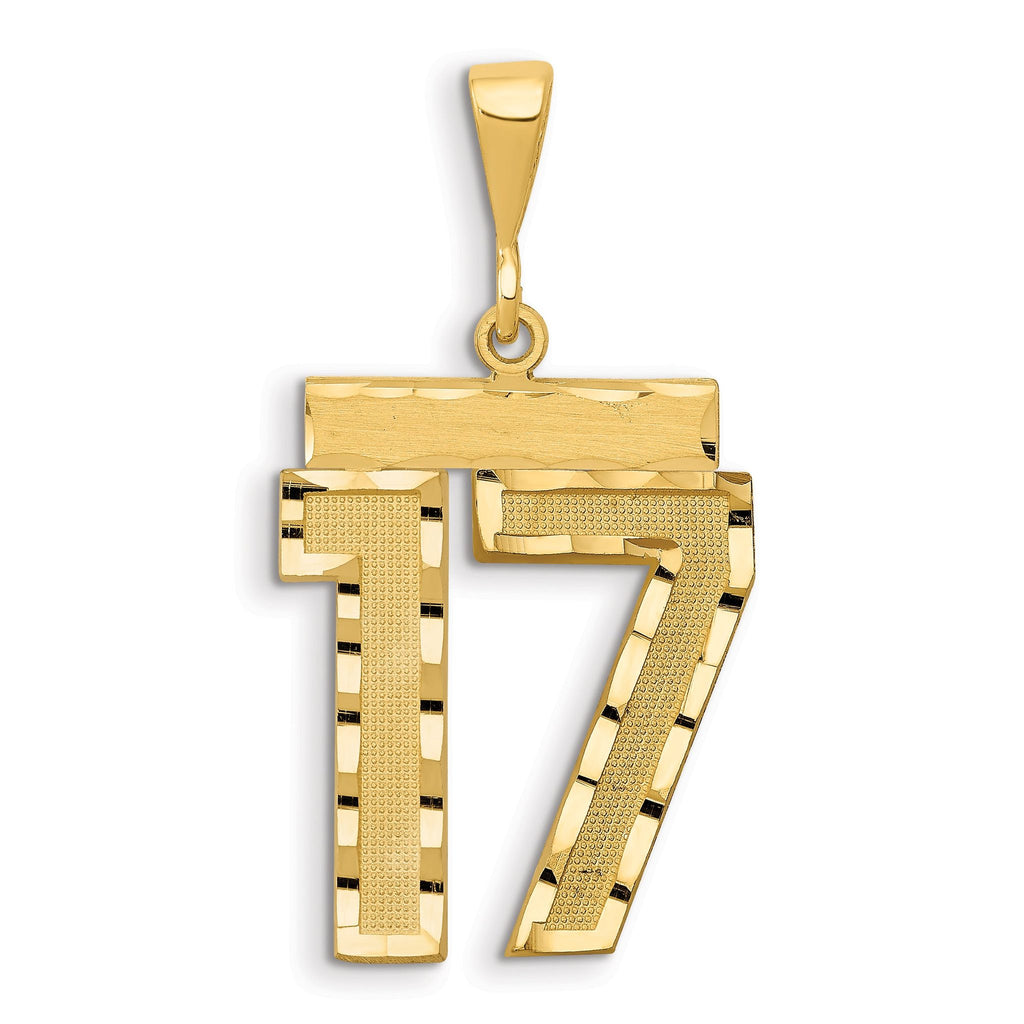 Large Number 17 Charm in 14K Yellow Gold, Diamond-Cut - Sophia Jewelers