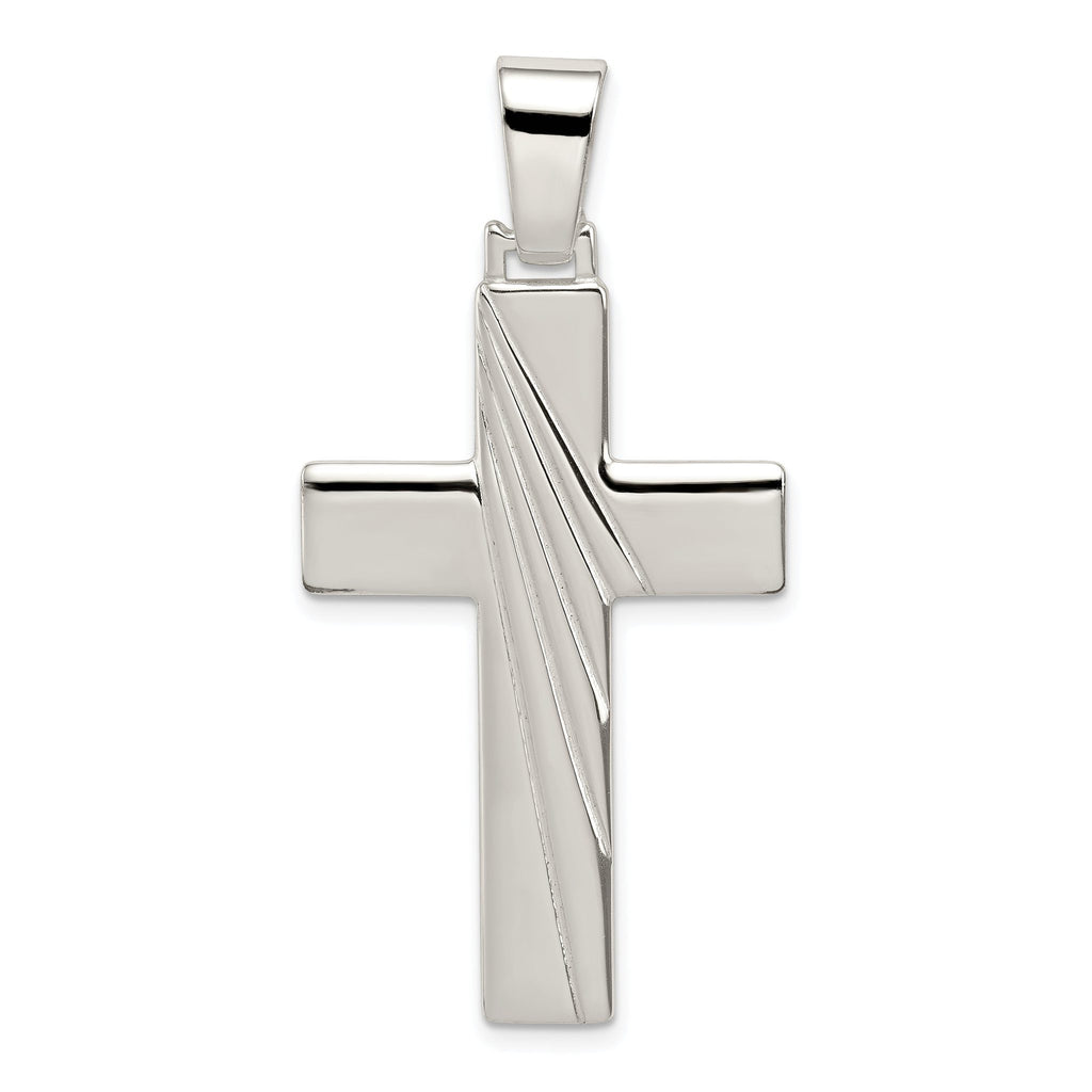 Cross Pendant in Sterling Silver, 24x36mm Textured