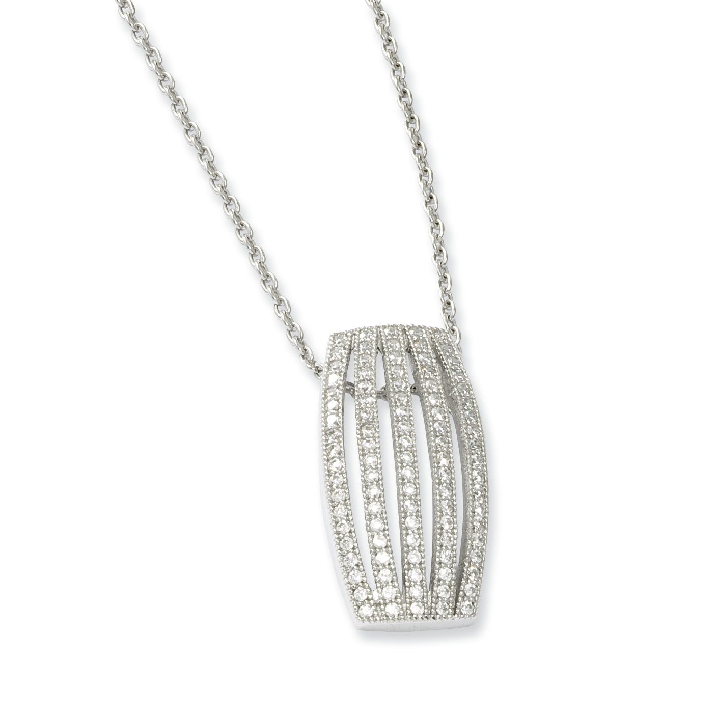 Sophia Jewelers Sterling Silver CZ Polished Fancy Necklace for Women Secondary image