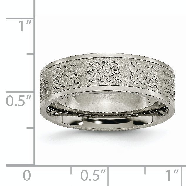 Fancy Design Wedding Band in Titanium, 7mm