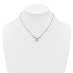 Sterling Silver Rhodium-plated Rose Gold-plated Heart Disc and Textured Beads 16 inch with 1 inch extension Necklace