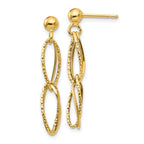 14K Gold Polished Textured Dangle Earrings Handmade Elegant Design for Women