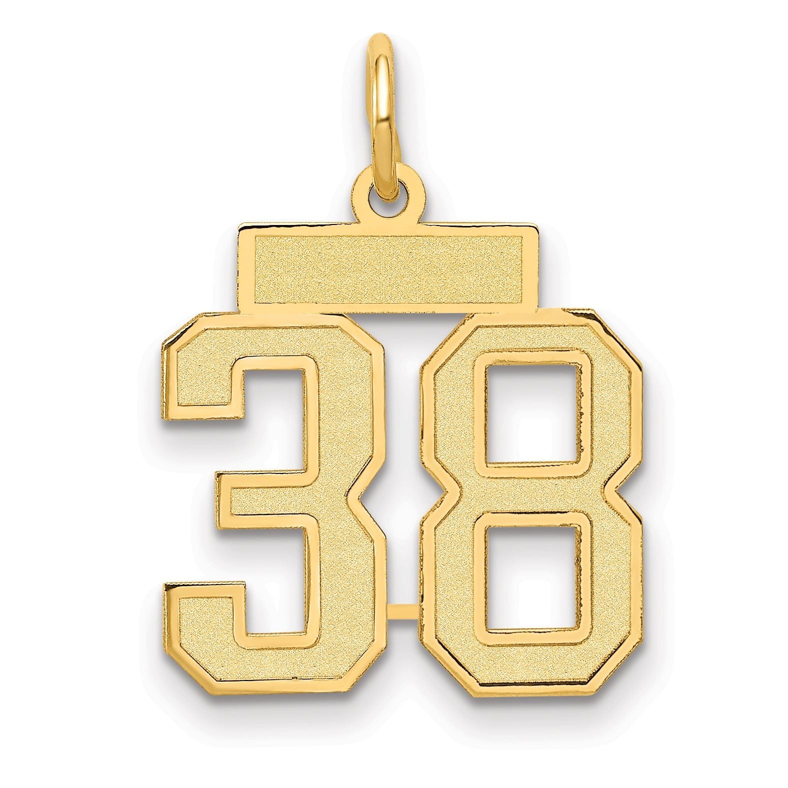14K Gold Small Satin Number 38 Charm with Brushed Finish Main image